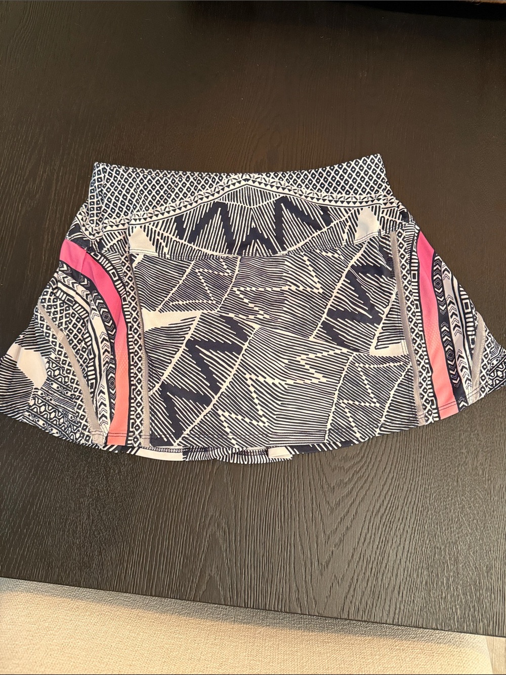 Lucky in Love Navy & White Geometric Athletic Skort with Pink Accents